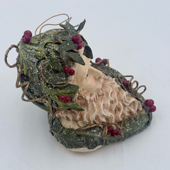 Beautiful Vintage Silverstri Santa Ornament Paper Mache Santa Head - Picture 2 of 8